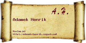Adamek Henrik névjegykártya